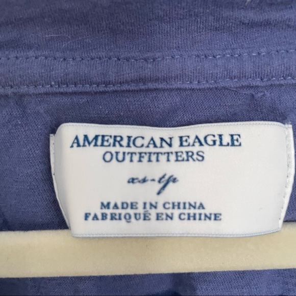 American Eagle Outfitters Purple Striped Short Sleeve T Shirt - Picture 3 of 4